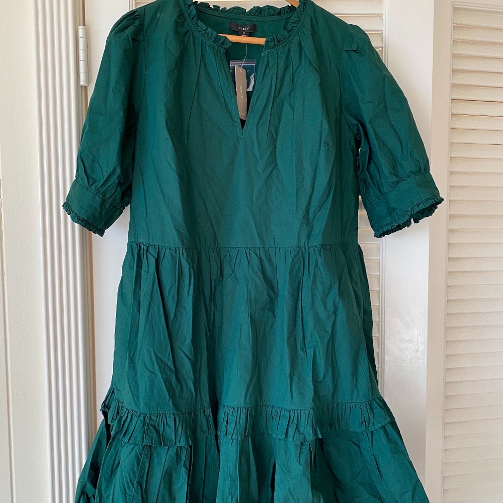 J. Crew Tiered Dress in Gorgeous Green